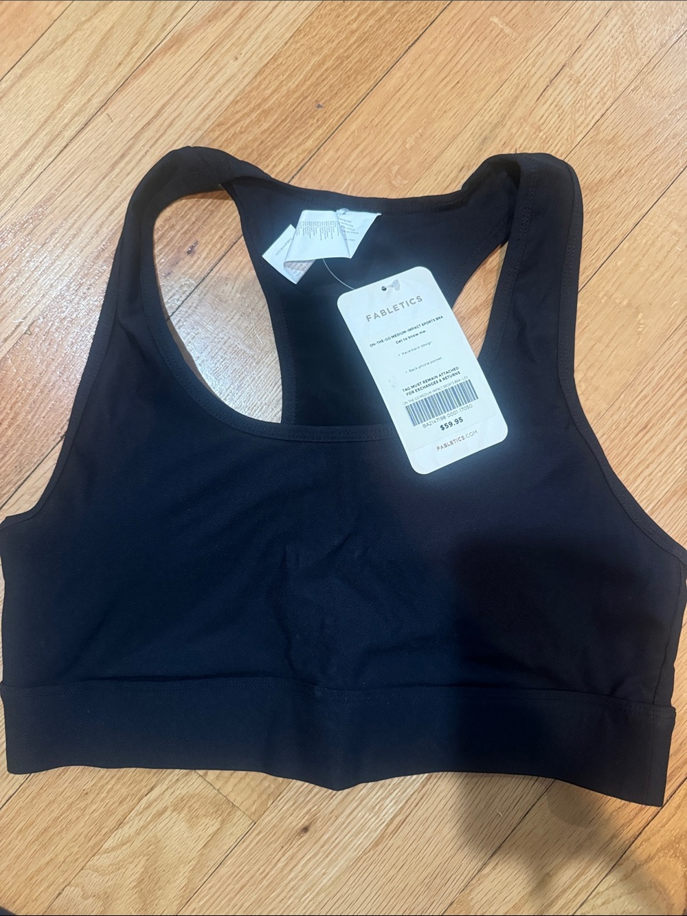 NWT Fabletics Black Racerback Seamless Sports Bra